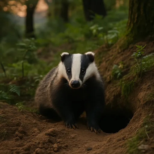 A European badger in its natural habitat